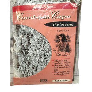 Vtg NEW Combout Cape Tie String Brown Chiffon Lace Trim Betty Dain Bridal Retro